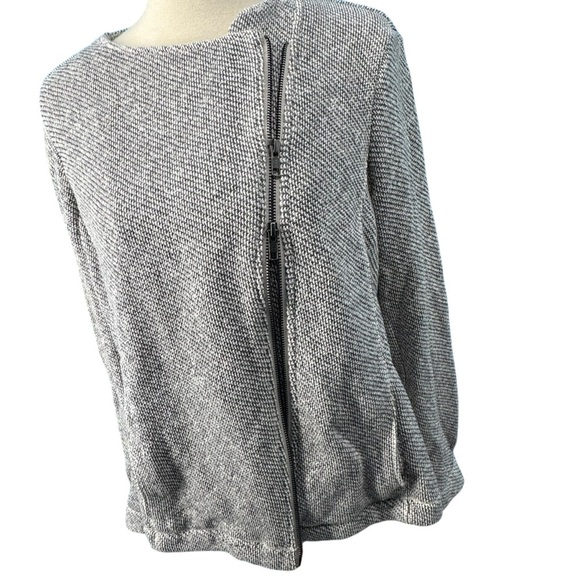 Eileen Fisher 100% Organic Cotton Twist Terry Zip-Front Moto Jacket Ash Size XL - Picture 4 of 10